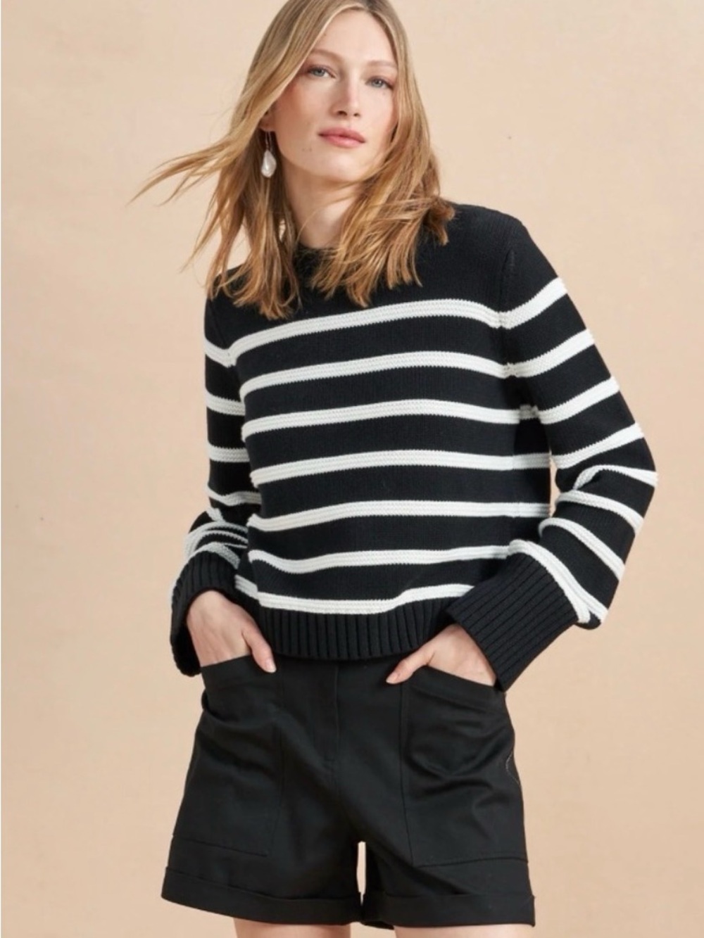 La Ligne Jill Sweater Black/White Stripe Size M - Picture 2 of 8